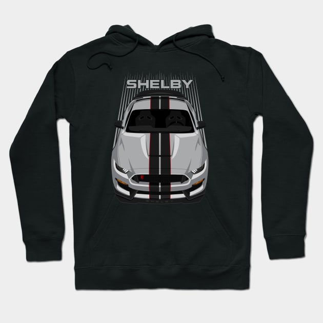 Ford Mustang Shelby GT350R 2015 - 2020 - Avalanche Grey - Black Stripes Hoodie by V8social